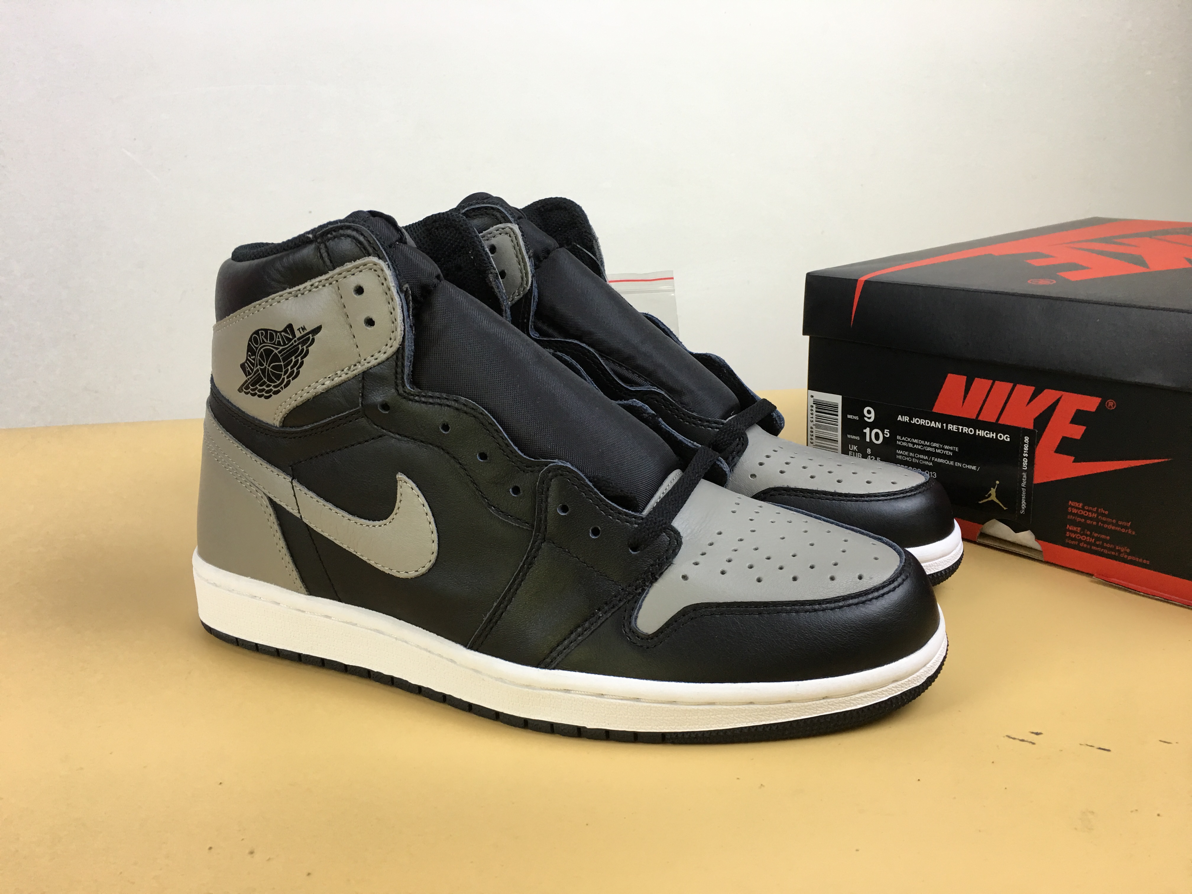 Air Jordan 1 Shadow Black Grey Shoes